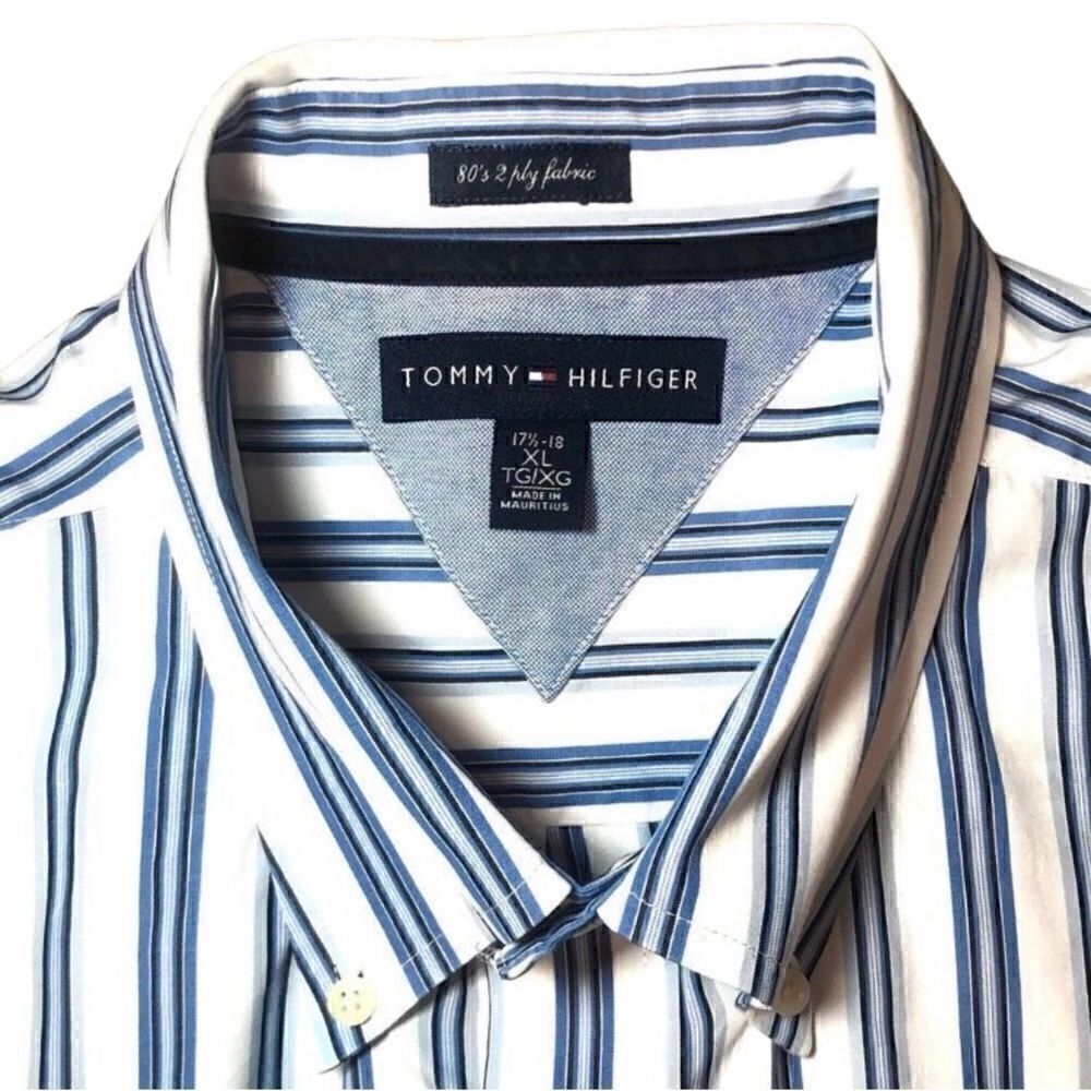 Tommy Hilfiger Striped Dress Shirt in Blue/White Men’s XL/17 1/2-18